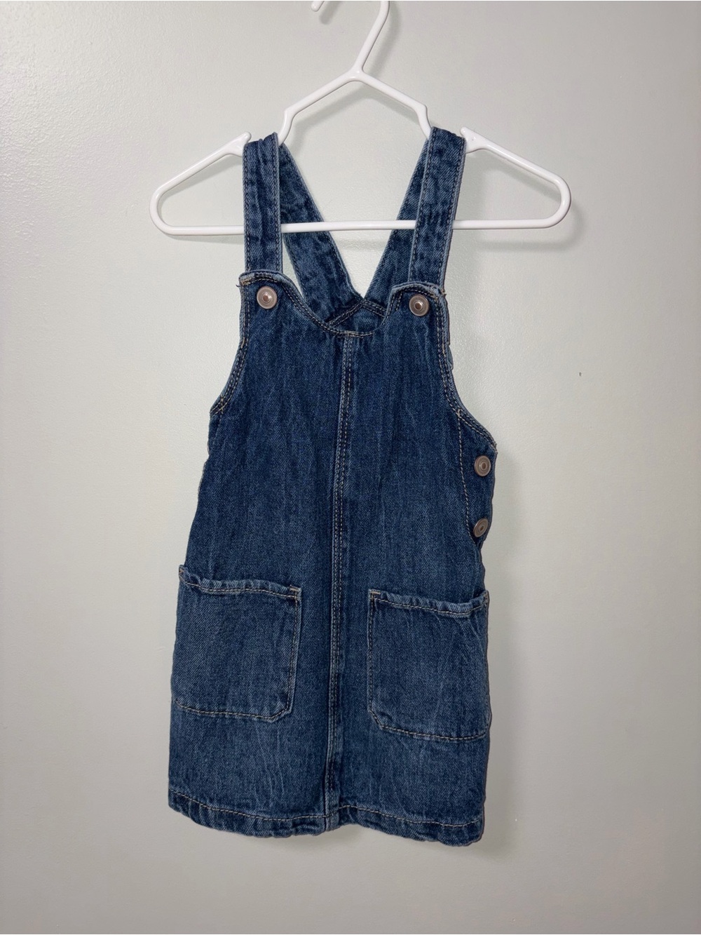 Wonder Nation Denim Overall Dress Patch Pockets Girls 2T